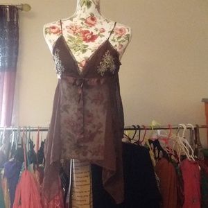 Chocolate beaded 90's cami